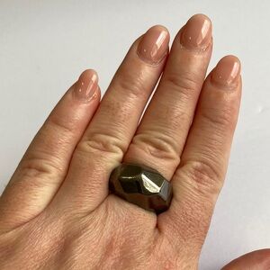 Dark Chrome-Style Geometric Ring [Size 8]